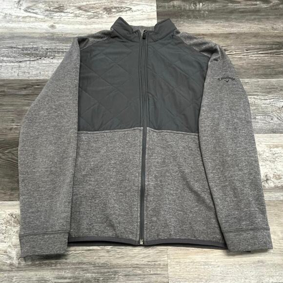 Callaway Weather Series Heather Grey Mens Medium Quilted Full Zip Golf Jacket - Picture 1 of 9